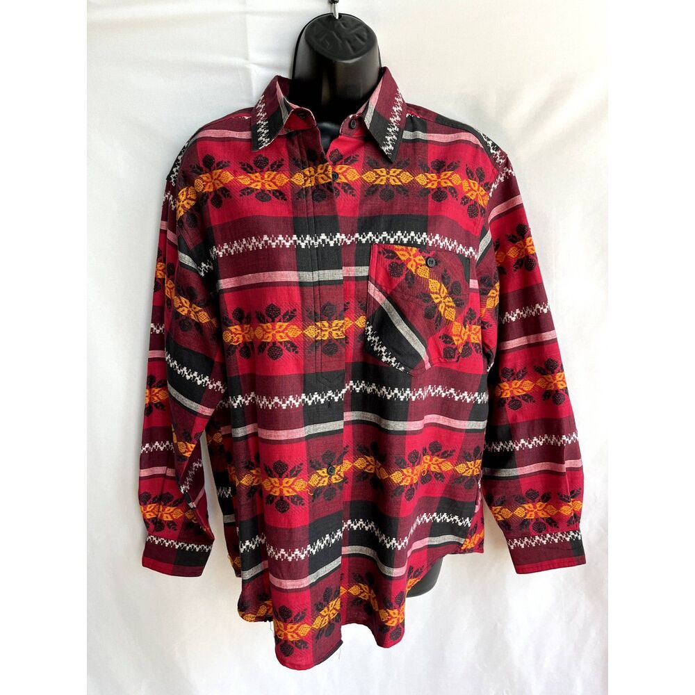 Vintage Backroad Blues Western Cowboy Button Down Shirt Red Shirt Size M